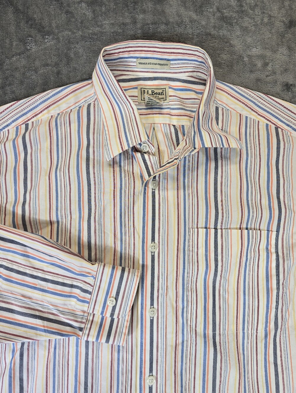 LL Bean Multicolored Pastel Striped Button Up Shirt Size Medium